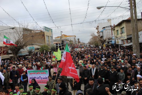 مراسم راهپیمایی یوم الله ۲۲ بهمن‌ در شهر آق قلا برگزار شد