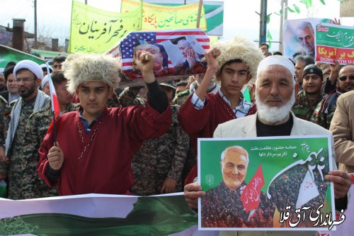 مراسم راهپیمایی یوم الله ۲۲ بهمن‌ در شهر آق قلا برگزار شد