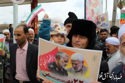 مراسم راهپیمایی یوم الله ۲۲ بهمن‌ در شهر آق قلا برگزار شد