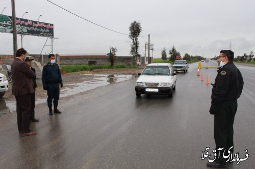 فرماندار شهرستان آق قلا از اجرای طرح فاصله گذاری بازدید بعمل آورد